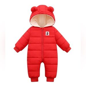 New Happy Cherry Baby Snowsuit Winter Puffer Coat One Piece 73/44 NWOT